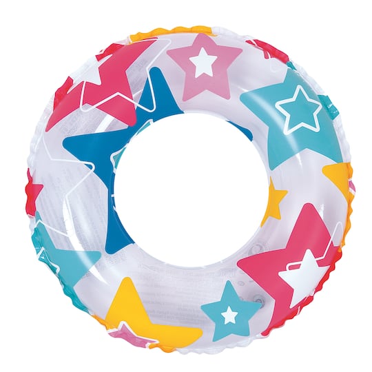 24&#x22; Colored Stars Inflatable Swimming Pool Inner Tube Ring Float